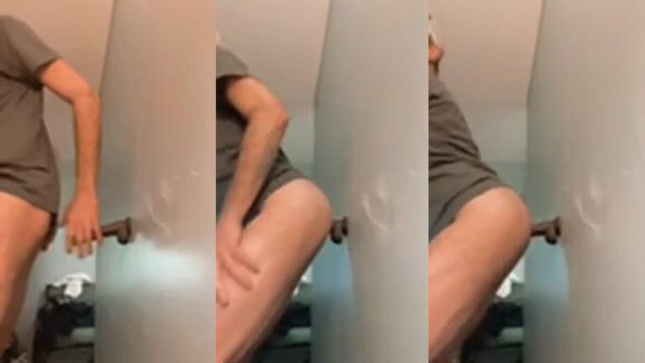 Dildo-fucking a filthy dominant bottom's scat like a pro in public