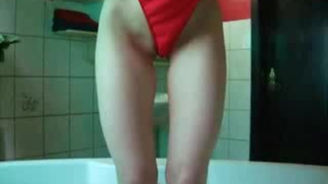 Watch this kinky scat porn video of a slutty scat girl getting off with her swimwear on!