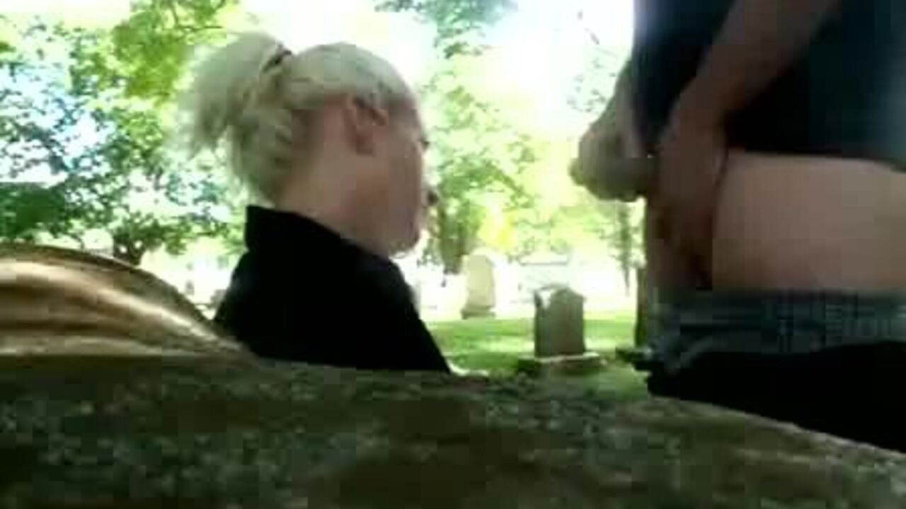 Blonde Kaviar drinks piss & fucks in public cemetery while getting her scat wet