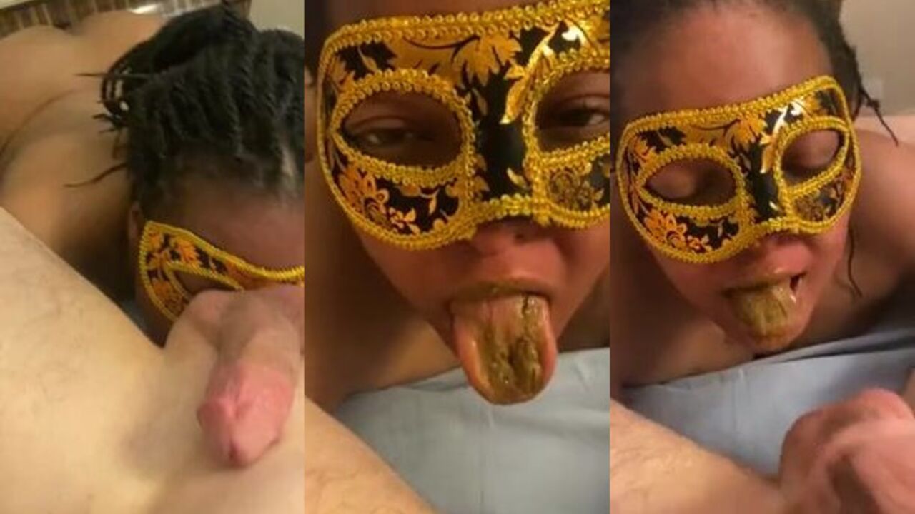 Nasty ebony slave gets her white master's white cock in her ass