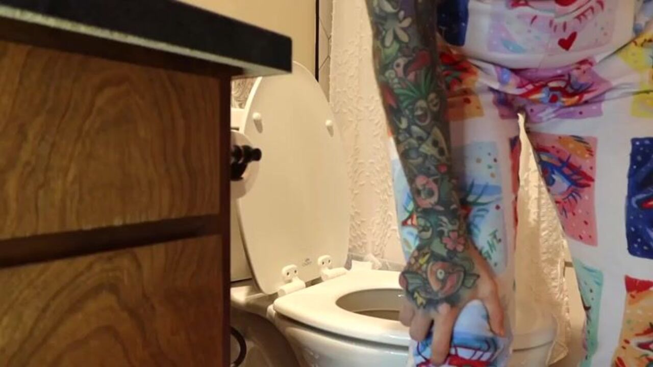 Watch Rousse aux toilettes get her filthy ass drilled 3 times in a row!