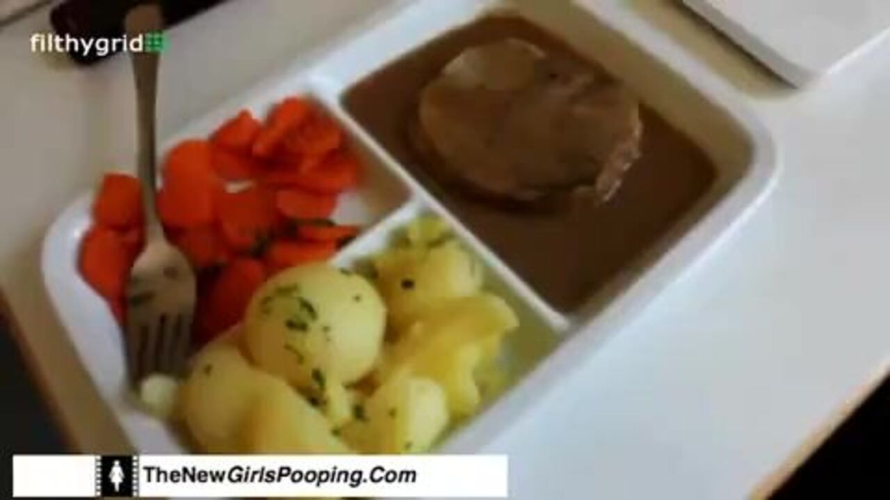 Brunette slave gets her scat stuffed with loads of cum in Poops 2