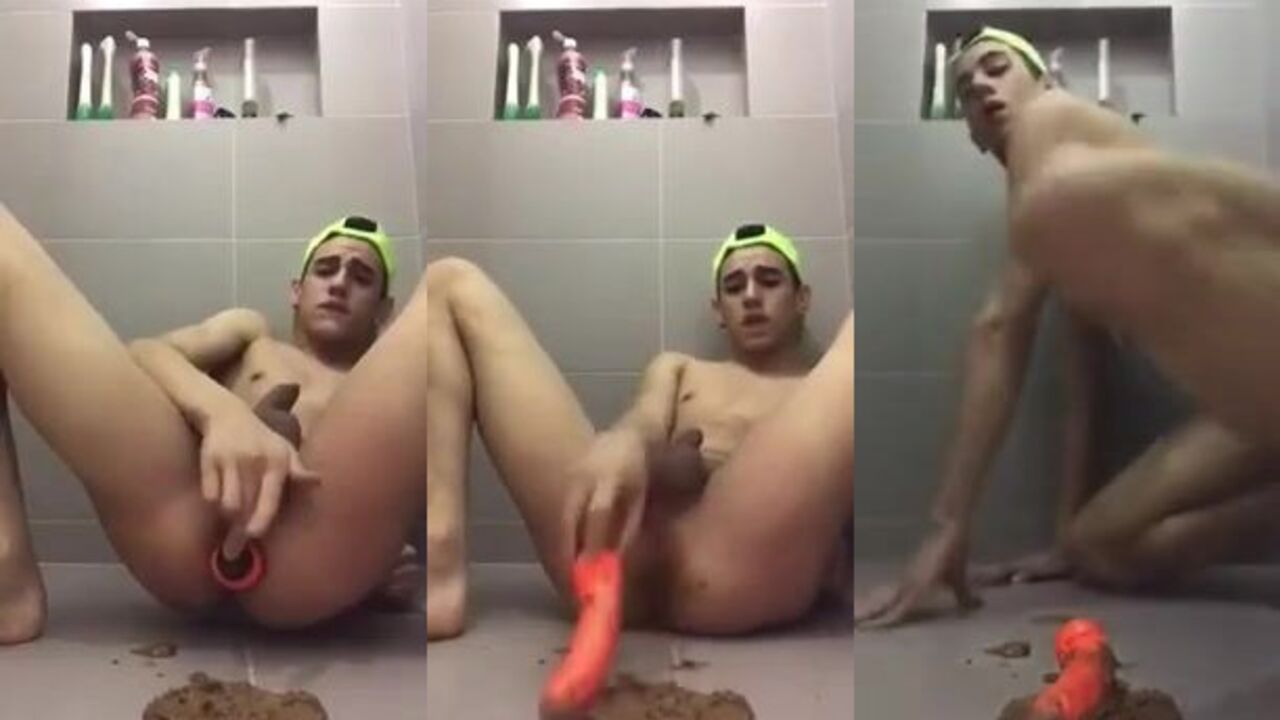 Watch this kinky twink get down and dirty with her dildo and scat in hot, filthy porn