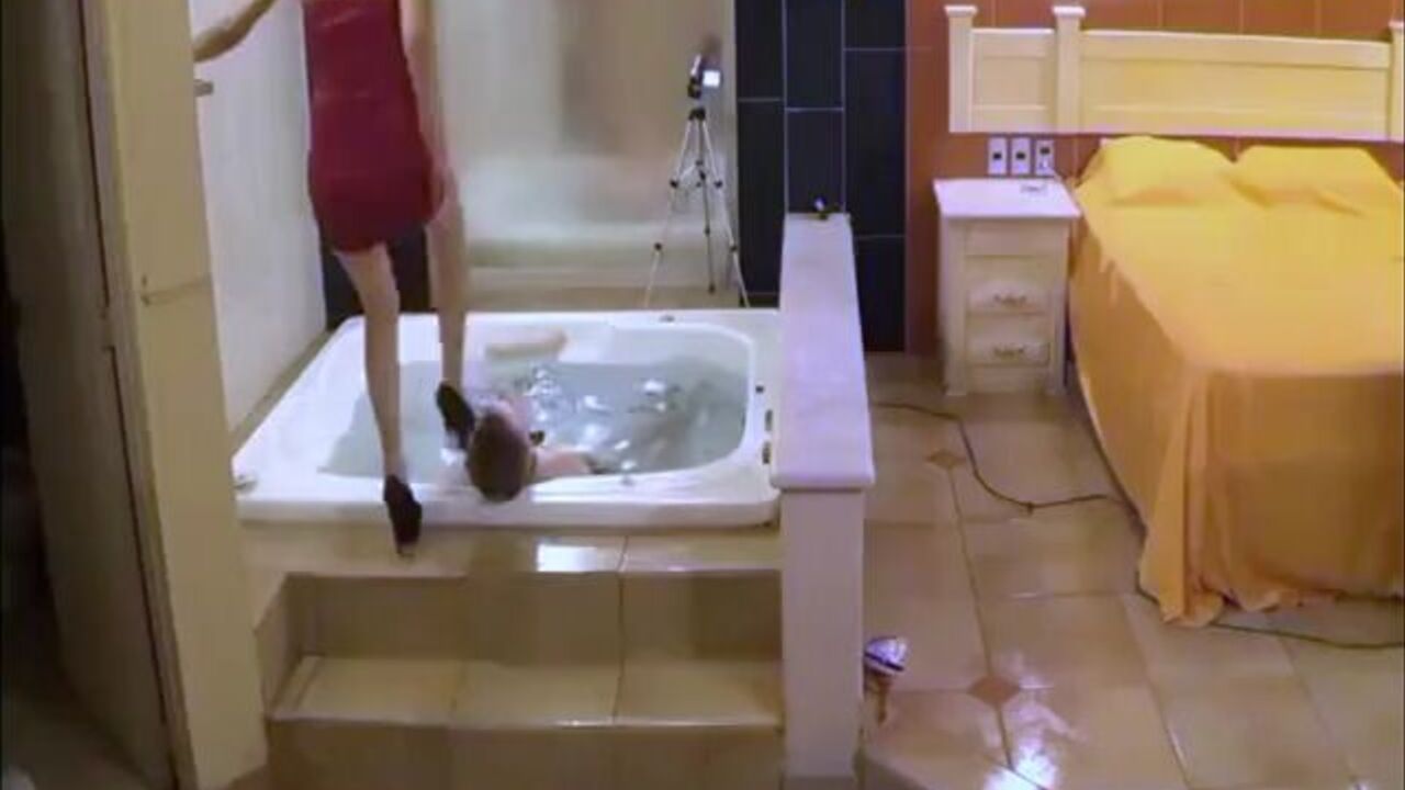 Watch this kinky girl get her slave's scat and mouth filled with her own piss