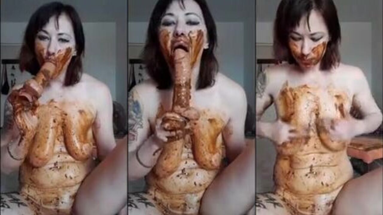 Dirty milf with big boobs sucks and fucks like a pro with a scat dildo