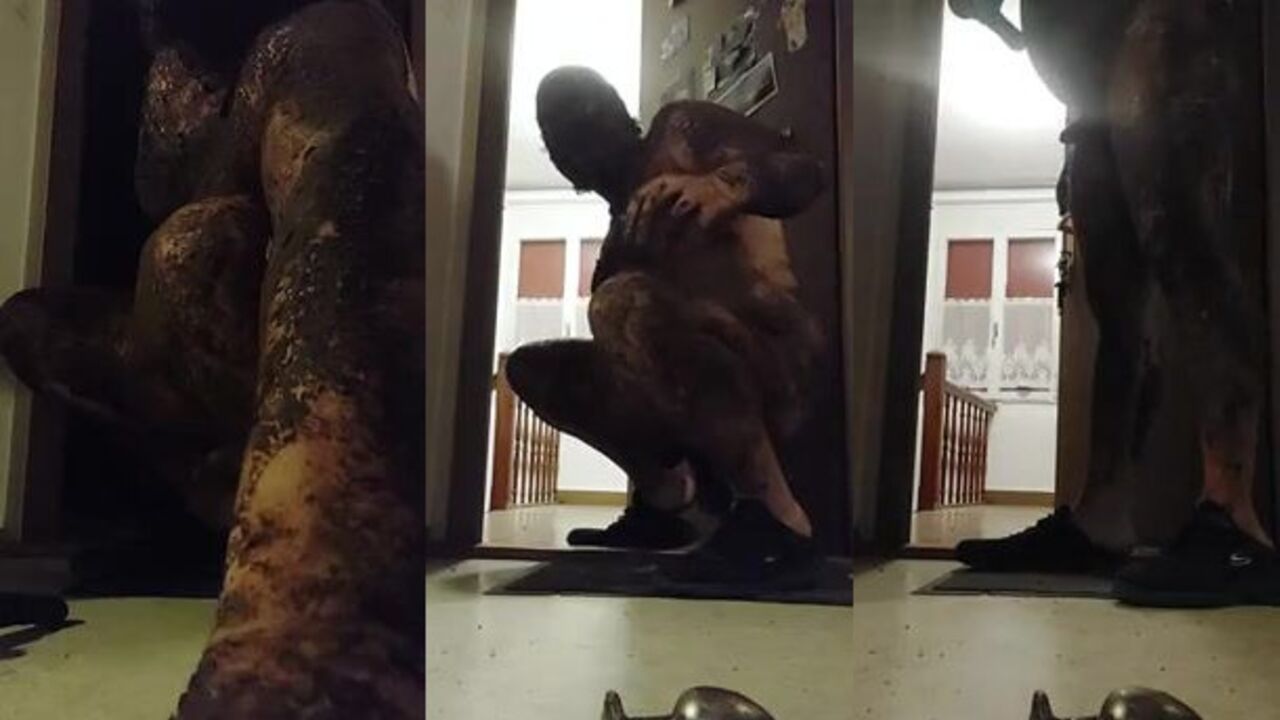 Watch me get my scat covered in hot jizz after being splattered with it