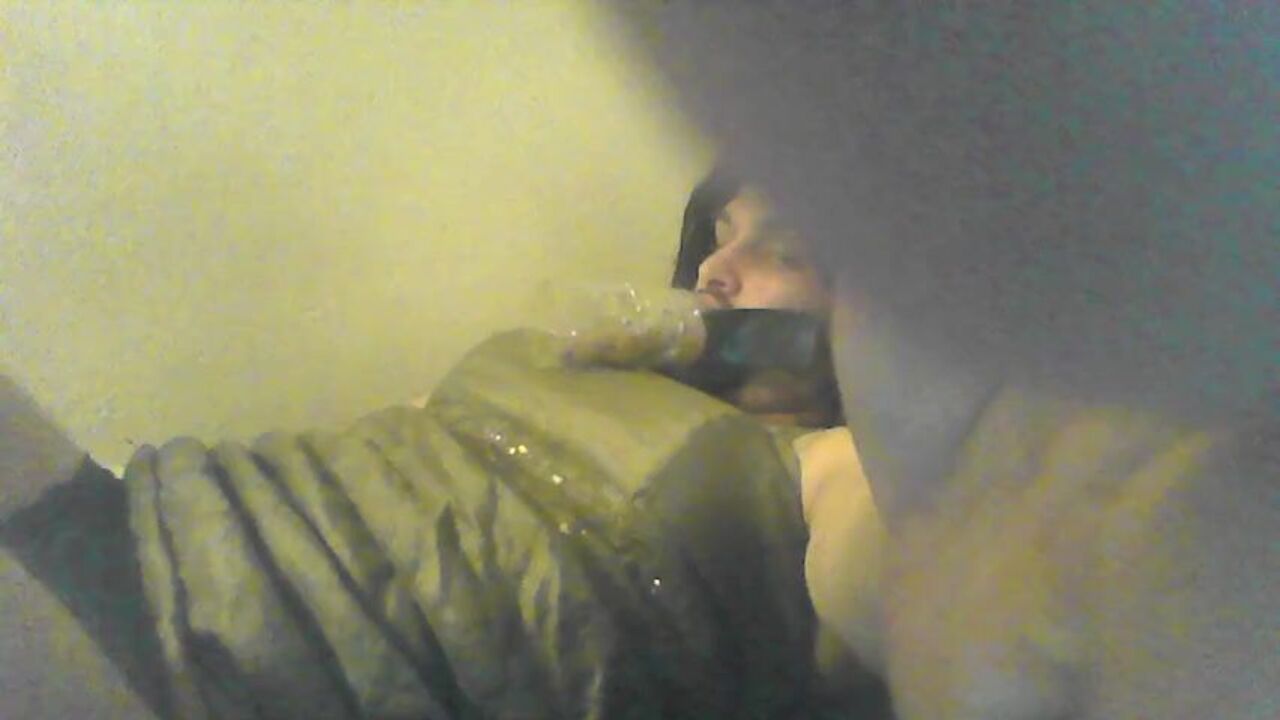 Watch this sissy toilet slave practice her scat eating and dildo play in dress and wig