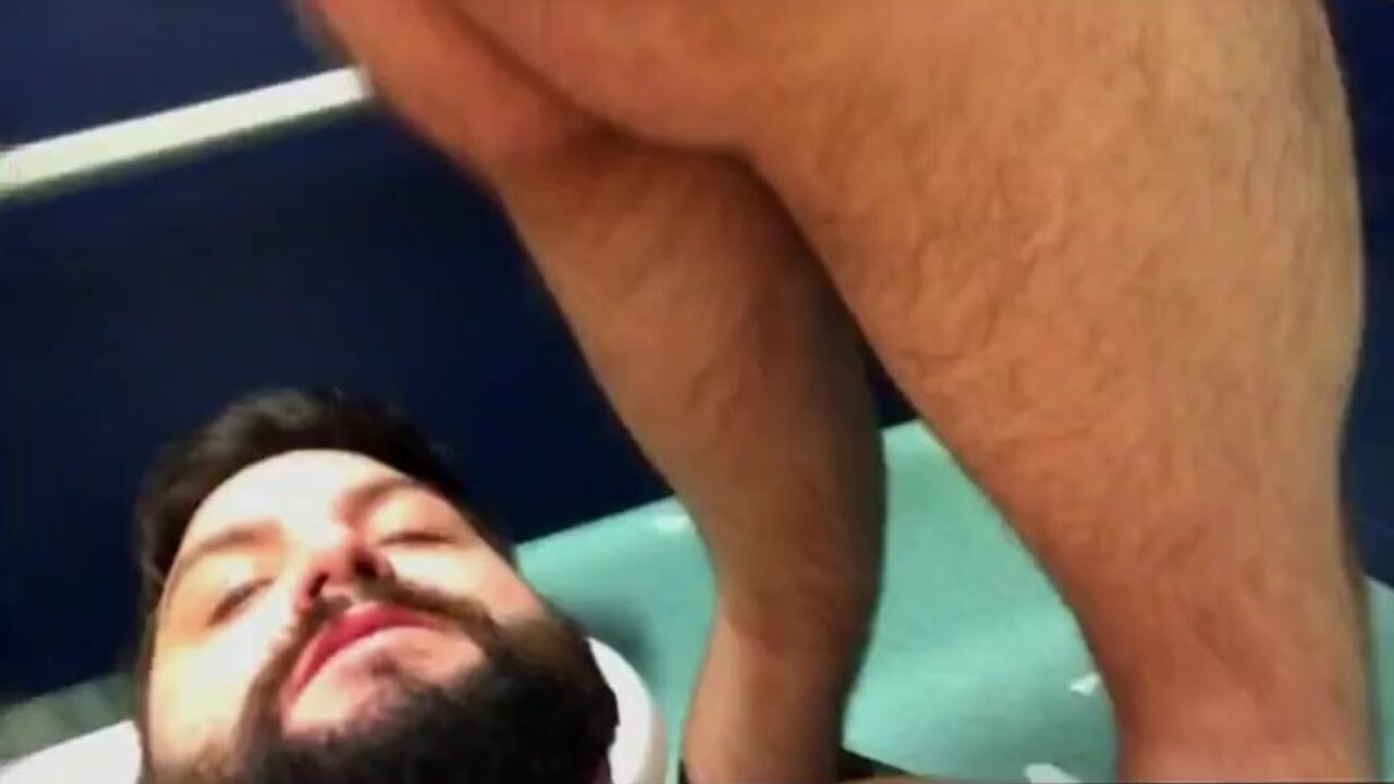 Ryan geraghy devours a load in a public toilet