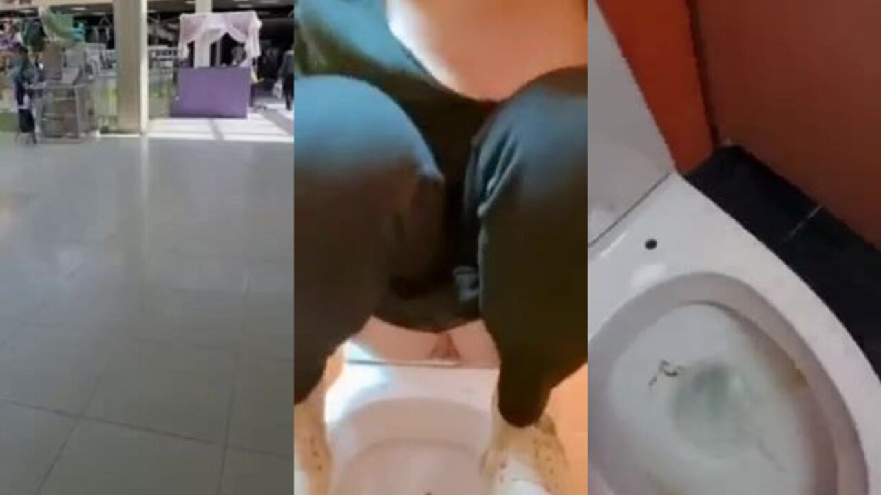 Kaviar, the filthy toilet slut, devours her own load in public