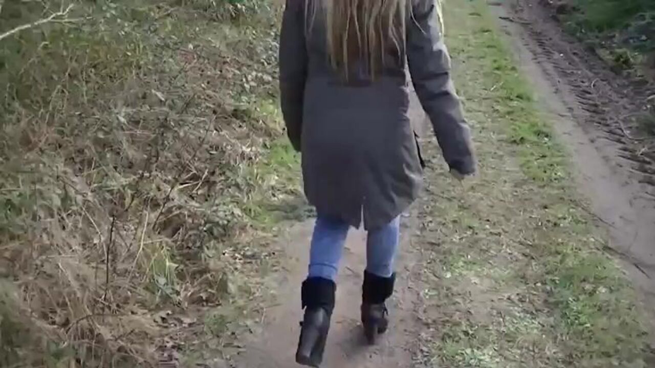 Watch this kinky slut get her scat pounded hard in roadside woods