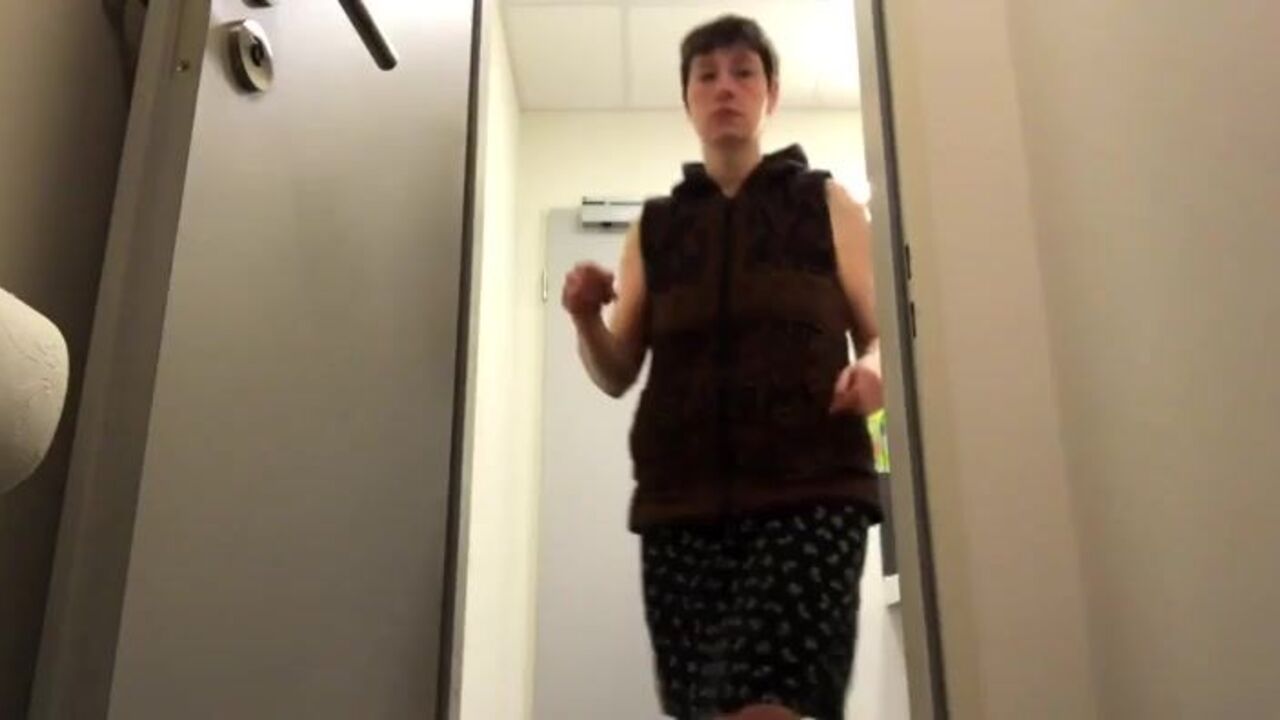 Watch this filthy slut scat in her own urine for the first time ever!