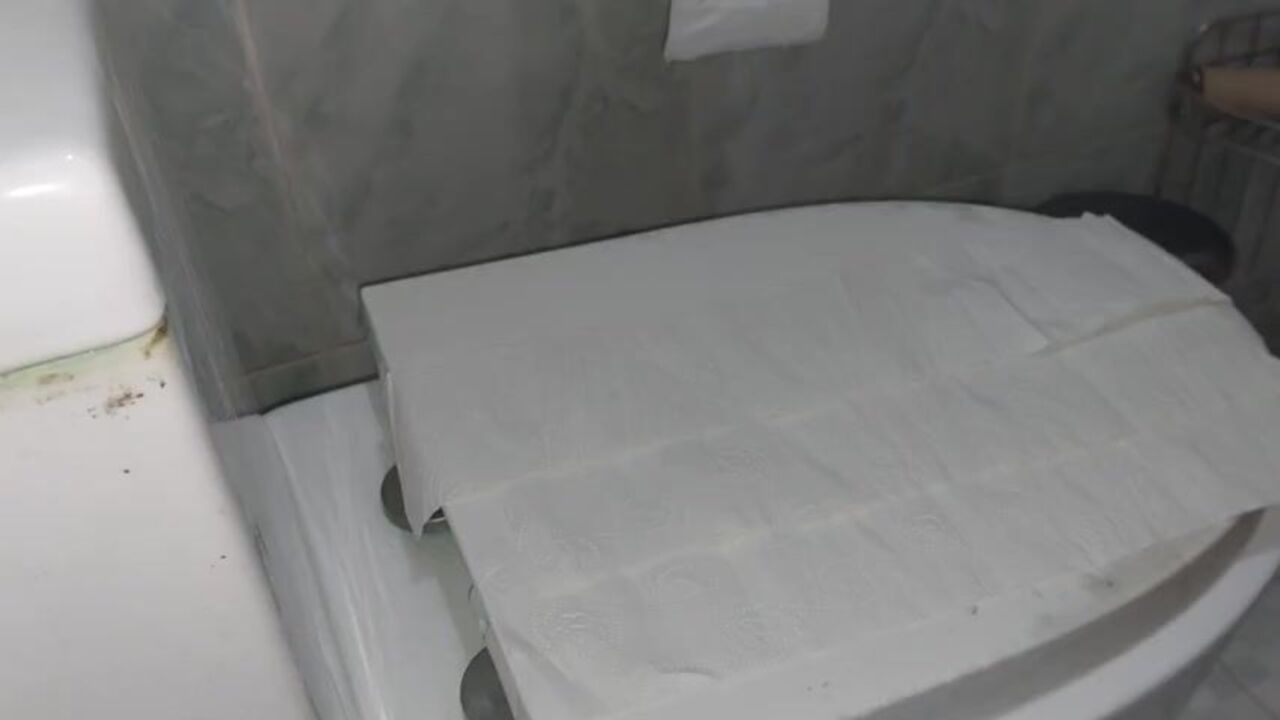 Filipina slut gets off with a toilet lid fetish