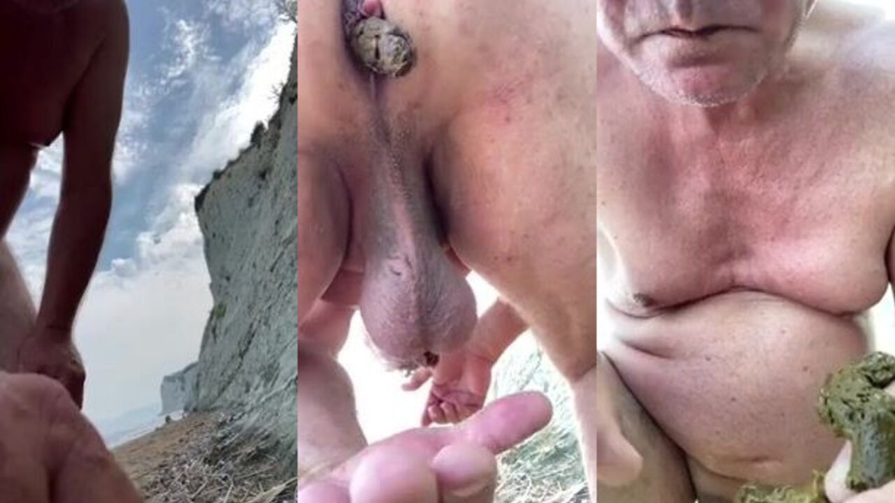 Watch this Greek beach babe spit and swallow her own jizz