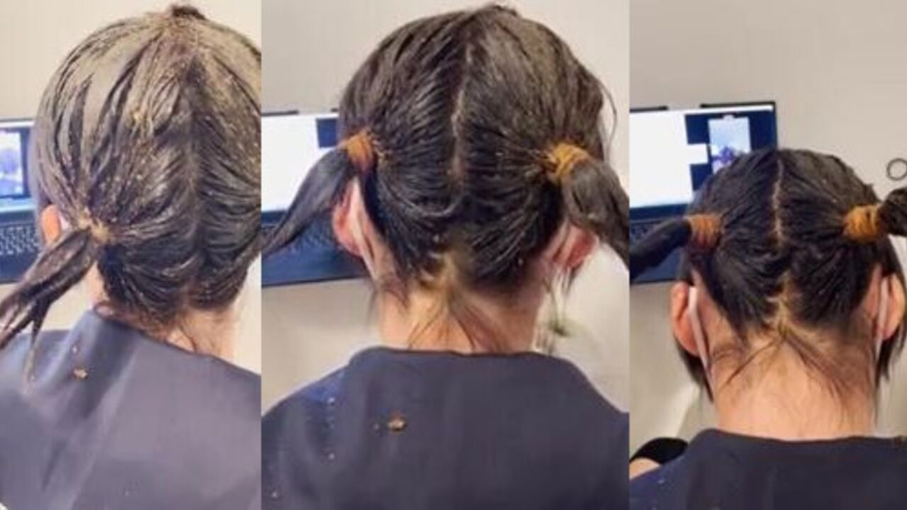 Part 3 of Asian Crossdresser's Shampoo-a-thon - Part 3 - Pigtails and Hair- pulling