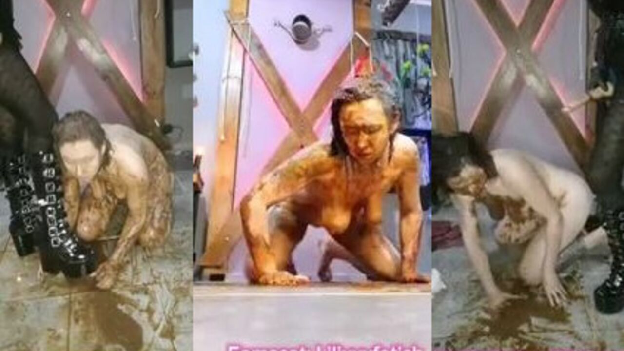 Mistress makes her scat slave piss in human toilet