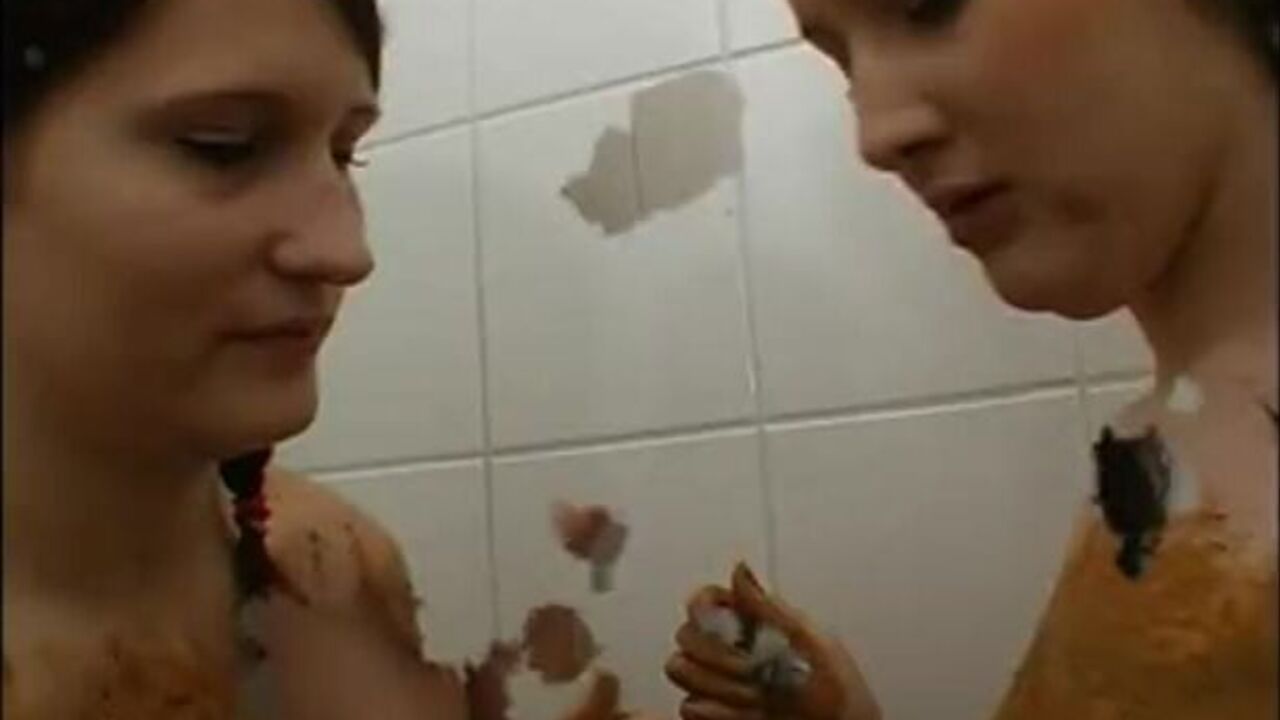 Watch these filthy sluts get their pussies covered in scat and their assholes reamed in puke