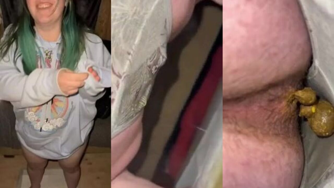 Watch this filthy MILF get her scat filled with her own jizz