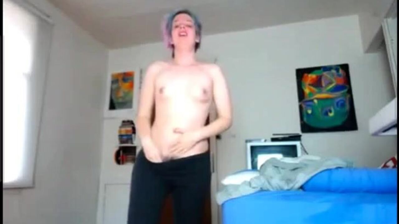 Watch this filthy girl get her tight pussy drilled hard by a massive dildo