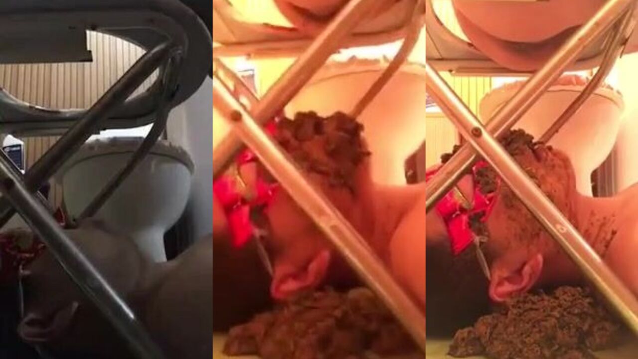 Watch this slutty babe give in to temptation and devour her own filth