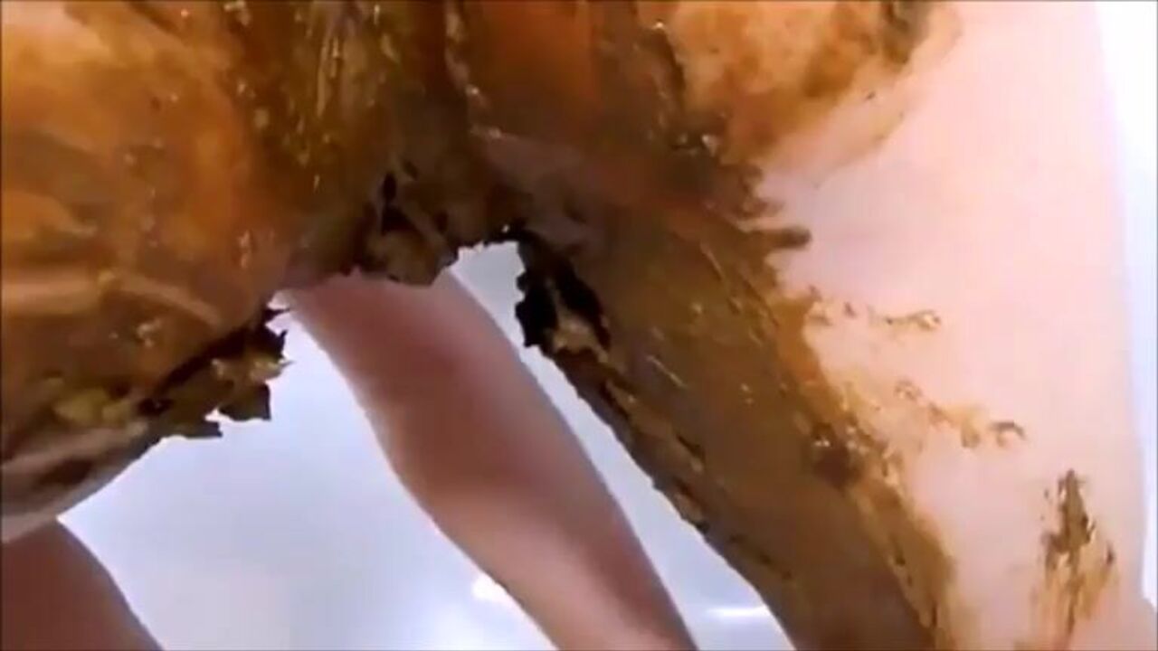 Watch this scat slave get off with a cheap dildo while shitting and masturbating like a pro!