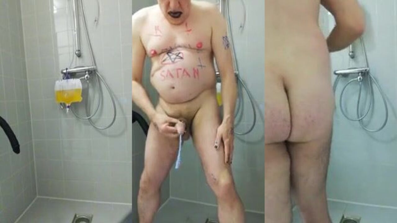 Satan Scat Slave gets extreme perverted nipple torment & enema