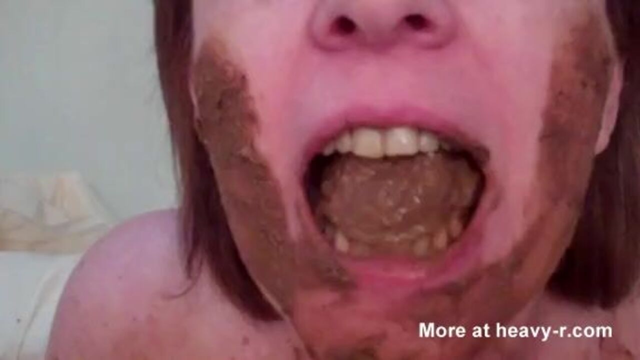 Chubby slut devours her own scat in the toilet like a pro