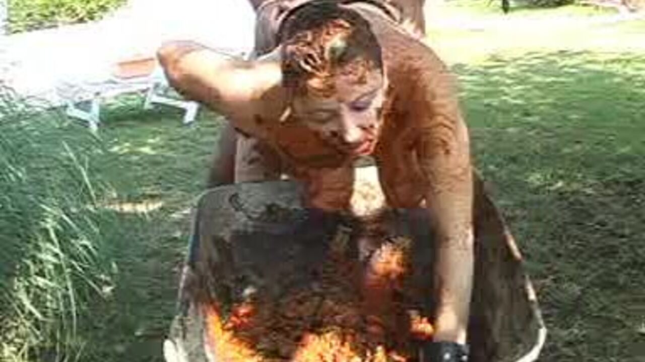 Watch this kinky scat porn video of a filthy slave getting her pussy and ass drilled