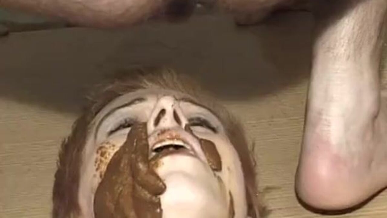 Two men use their big cocks to toilet slave Scat Beauty in a wild scat threesome