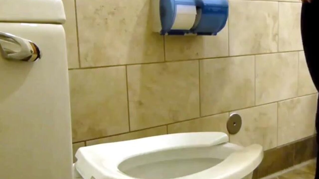 Watch this amateur slut get her scat virginity taken in public while shitting and taking a dump in a restroom