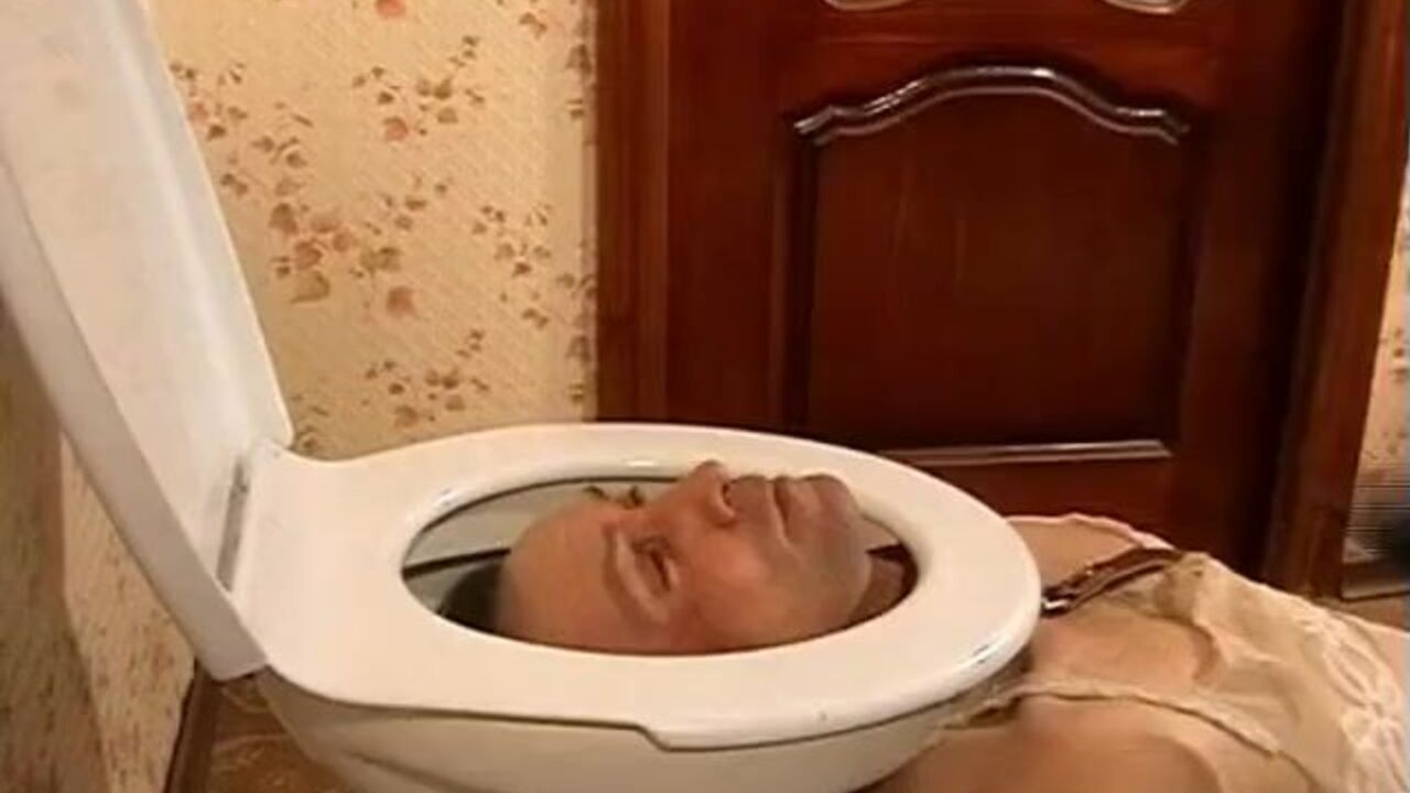 Watch this filthy slave get used by her master in the toilet